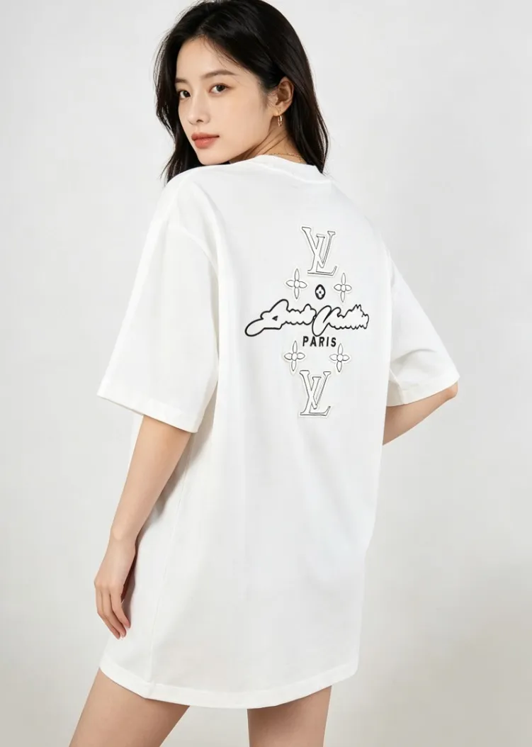 Louis Vuitton/Louis Vuitton heavy duty frayed embroidered patch embroidered short sleeves